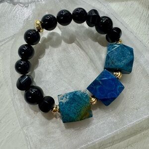 Elegant Blue and Black Stone Bracelet